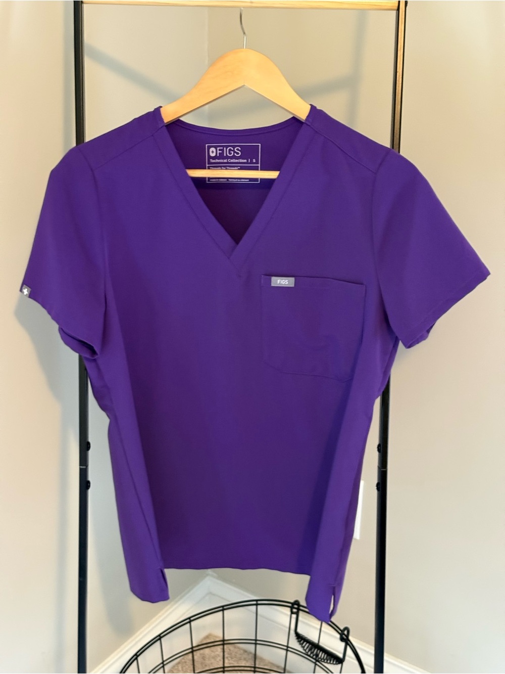 FIGS Purple Catarina one pocket Scrub Top.